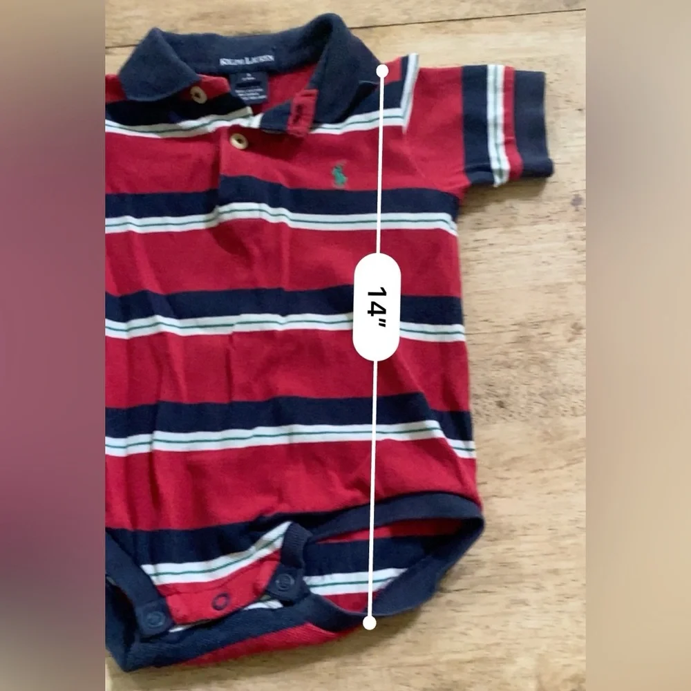 Vintage Polo Ralph Lauren Infant Sz‎ S (3-6m) Striped Cotton Mesh Polo Bodysuit
